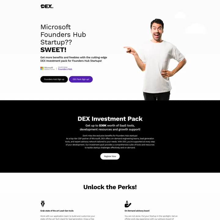 DEX Startups — website preview
